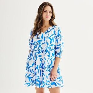 Sonoma Bright Blue Floral Mini Dress